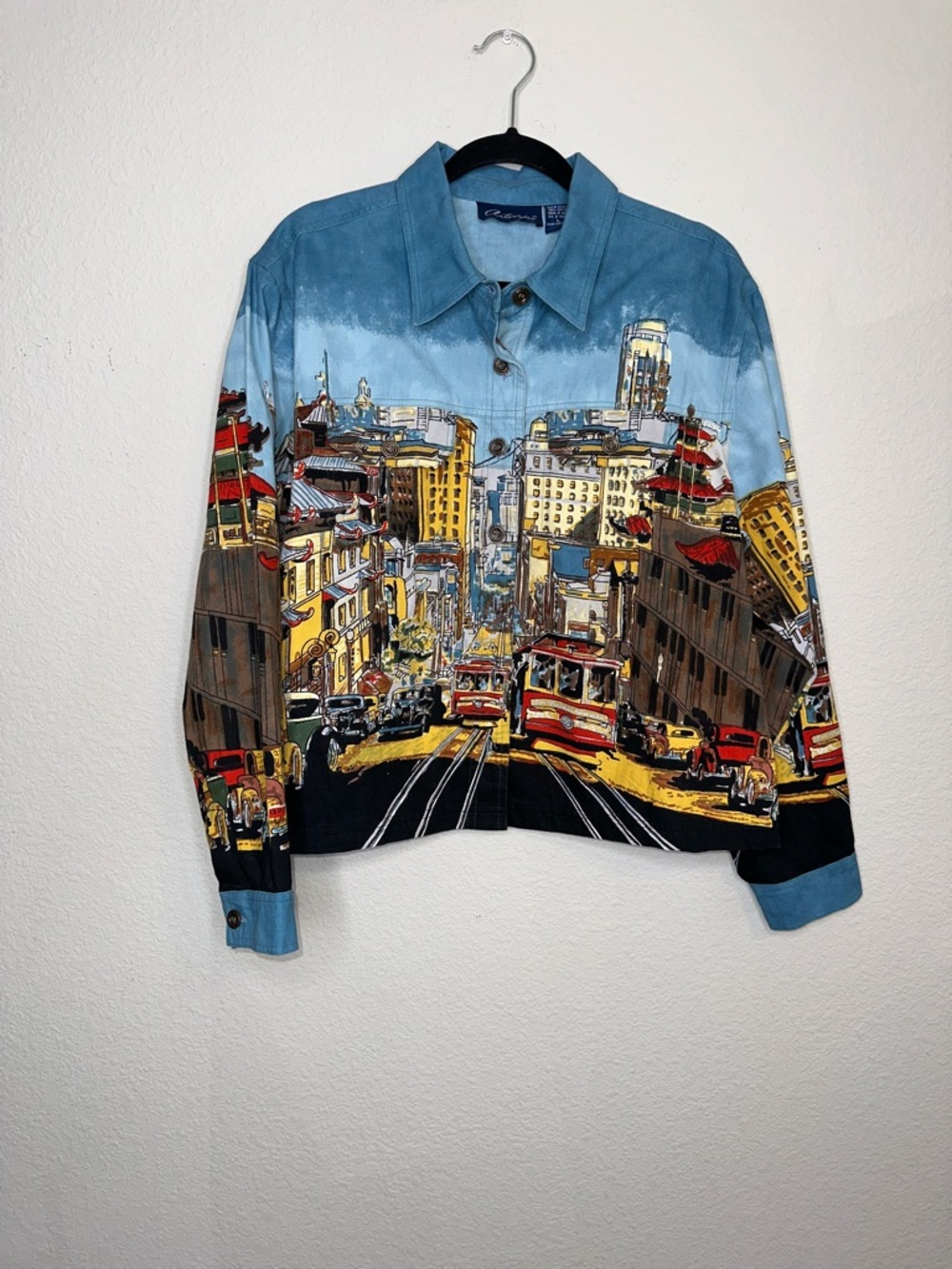 Blue Multicolor Cityscape Jacket